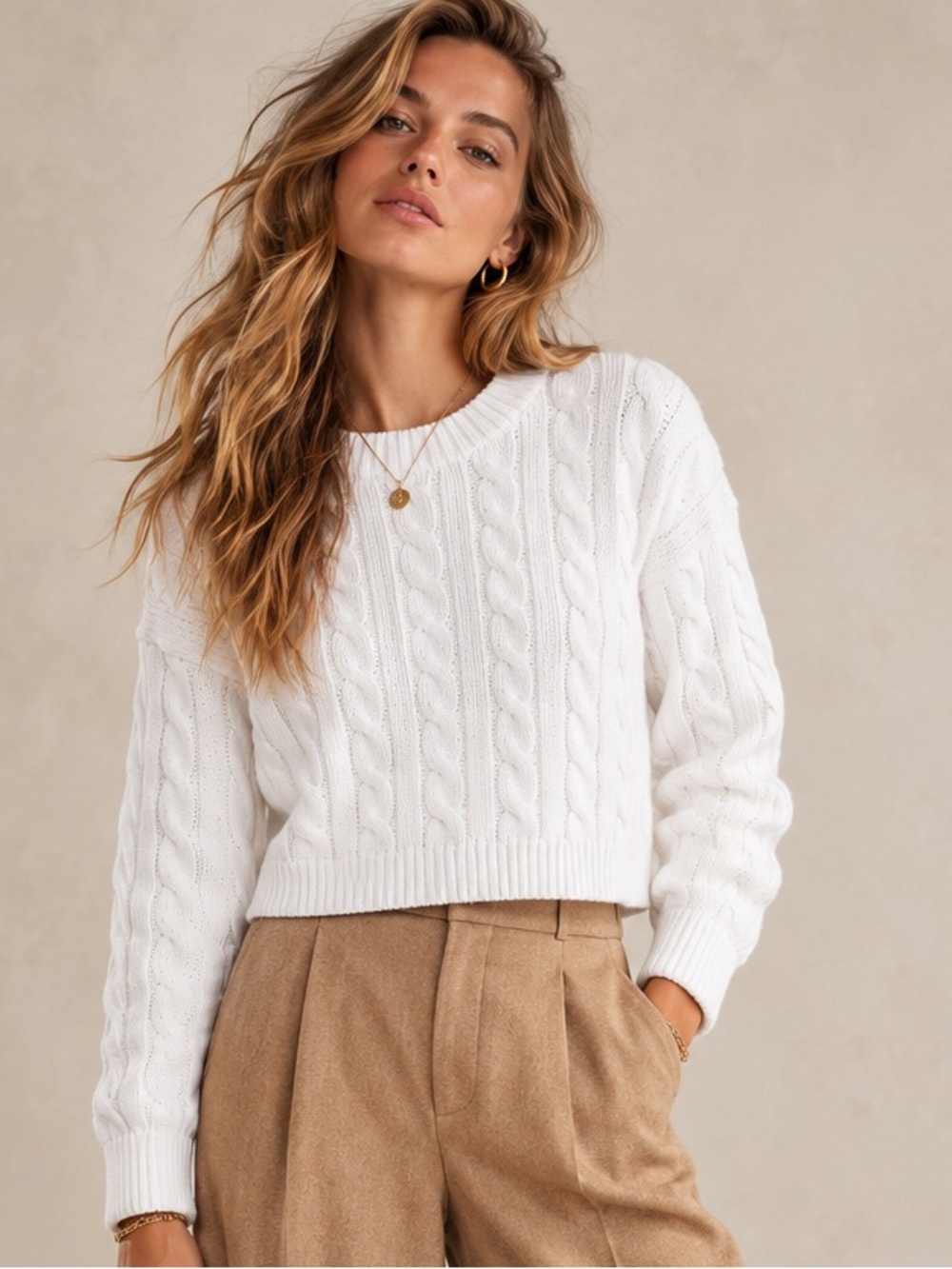 NWT J Crew Cable-knit Cropped Sweater in White